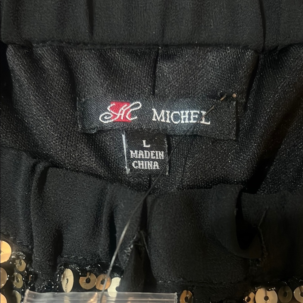 NWT Michele Black and Gold Sequin High Waist Shorts Size Large - Picture 2 of 2